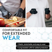 Medelim Disposable Nitrile Gloves, Latex-Free, Textured, Food-Safe, Black, Large, 1000 Count