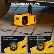 Naipo Electric Car Jack Kit, 5 Ton Hydraulic Jack with Impact Wrench, Built-in Tire Inflator Pump, LED Work Lights, Portable Storage Case, Yellow, TY-EHJ03