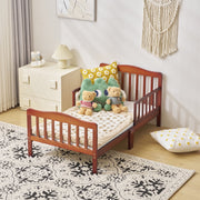 Ktaxon Baby Toddler Bed, Solid Pine Wood, Espresso Finish, Two Side Safety Rails, 53 in