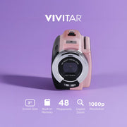 Vivitar  DVRE507-PNK PopCam Digital Camcorder, 48MP, Full HD 1080p Video Camera with 3
