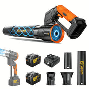 Gisam Rotatable Brushless Cordless Leaf Blower, 800000 RPM, 320 CFM, Handheld with Dual 21V 6.0Ah Batteries