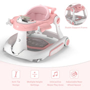 AILEEKISS 5-in-1 Musical Baby Walker, Foldable, Adjustable Height, Beige, Unisex