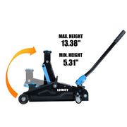 Hart T820050R Lifting Trolley Jack with 360 Degree Swivel Handle, 2 Ton Black