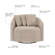 Living Style Group 2772-6423F-80K Beautiful Drew Chair by Drew Barrymore Fawn Cord
