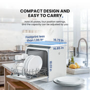 Simzlife ZX-DW-01-S Portable Mini Dishwasher Countertop with 5-Liter Built-in Water Tank and Air-Dry Function, 5 Washing Programs, 4 Place Setting