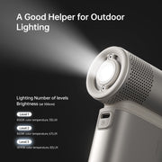 JISULIFE Portable Handheld Fan Ultra2, 9000mAh Battery, 100 Speed Turbo Fan, 18W Rechargeable Power Bank with Flashlight, Metal Shell