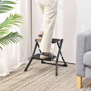 Kingrack 2 Step Ladder Folding Stool, Heavy Duty 330 Lb Capacity, Non-Slip Wide Platform, Lightweight Aluminum, Black, WK2031-B