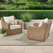Better Homes & Gardens BH5708811816074 Bellamy Outdoor Lounge Chairs, Hand-Woven Wicker, Powder-Coated Steel Frame, Fade-Resistant Cushions, 2 Pack, Cream