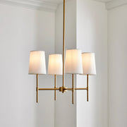 Better Homes & Gardens 65678 4-Light Chandelier Burnished Brass, Fabric Shades with Bulbs