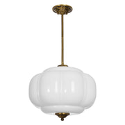 Arturesthome Eloise Scallop Milk Glass Pendant Ceiling Light, Green Yellow, Dimmable, 14.96 in