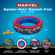 Bestway 1098030USX24 Spider-Man Inflatable Kiddie Pool, Round, 48 in Diameter x 12 in Deep, Puncture Resistant, Includes Repair Patch, Ages 2+