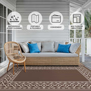 DEORAB Outdoor Rug, Waterproof Reversible Plastic Patio Carpet, 6 x 9 ft , Coffee and Brown- UV Protection