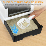 PHANCIR Enclosed Cat Litter Box, Foldable Lightweight with Sliding Drawer, Odor Neutralizing System, Large, Black
