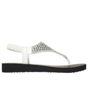 Skechers Women's Meditation-Rockstar Flip-Flop, White, 10