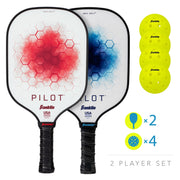 Franklin Sports Pilot Pickleball Set, 2 Fiberglass Paddles with Polypropylene Core, 4 X-40 Outdoor Balls, USA Pickleball Certified, 59812
