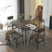 Ktaxon 6-Piece Dining Room Set Modern Kitchen Table Set with 4 Chairs, Brown - Durable