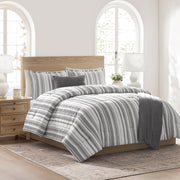 Mainstays Yarn Dyed Stripe 5-Piece Grey Comforter Set, King, Hypoallergenic, All-Season, Machine Washable, MSD566170522046