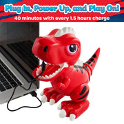 USA Toyz Robo Pets T-Rex Dinosaur Electronic Toy, Programmable RC Hand Gestures, LED Eyes, Red, Ages 3+