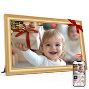 RCA Uhale WiFi Digital Photo Frame, 10.1 Inch 1080p HD IPS Touch Screen, 32GB Storage, USB SD Slot, Auto Rotate, Wall Mountable, Gold