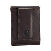 Carhartt Men's Oil Tan Full-Grain Leather Slim Bifold Wallet with RFID Blocking, Dark Brown