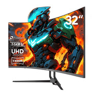 CRUA 32-Inch Curved UHD 4K Monitor, 160Hz Refresh Rate, 1500R Curvature, Black with RGB Lighting and Built-In Speakers, CRUA32UHD160R