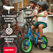 Huffy Rock It Kids Bike, 12-Inch Steel Frame, Coaster Brakes, Training Wheels, EZ Build, Gray, 52885L