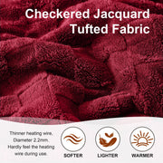 Dhole Electric Heated Blanket, Checkered Fleece, Queen 84x90 in, 6 Heat Levels, 10 Hour Auto Off, Red