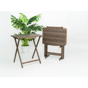 Mainstays MSD529801139009 XL Oversized Folding Tray Table Set of 4 with Rack, Rustic Espresso