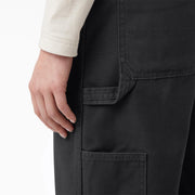 Dickies Women's Plus Relaxed Fit Bib Overalls, Rinsed Black, Size 24W, FBW206RBK24W