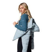 Columbia Women's Amaze Puff Hooded Down Outerwear Coat, 650-Fill Power, Water-Repellent, Crushed Blue, Large, 213371
