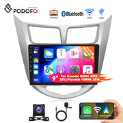 Podofo Android 15 Car Stereo, 9-Inch HD Touchscreen, 2GB RAM, 64GB Storage, Wireless Apple CarPlay, Android Auto, GPS Navigation, WiFi, FM/RDS Radio, AHD Backup Camera for Hyundai Accent 2012-2017