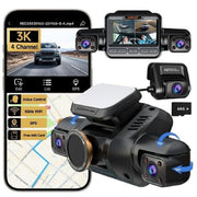 HUPEJOS 4K Dash Cam for Cars 360 GPS Dashcam Front and Rear