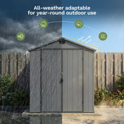 Homall HM697-DGY 6x10ft Outdoor Plastic Storage Shed with Lockable Double Door, Window, Wood-Effect Finish, Gray