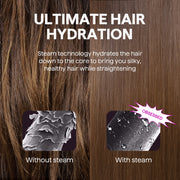 Wavytalk Steam Hair Straightener Nano Titanium Flat Iron, 1.38 in Plates, Detachable Comb, Pink