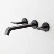 Signature Hardware 485013 Drea 1.2 GPM Wall Mounted Widespread Bathroom Faucet with Pop-Up Drain Assembly, Matte Black
