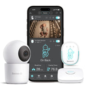 Sense-U Pro Smart Baby Monitor with 2.5K PTZ Camera, Bluetooth Low Energy, Sleep Position and Temperature Tracking, Audible Alerts, Supports Twins, SU602-CAM