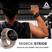 Reebok Stride Smartwatch, Fitness Tracker with Heart Rate and SpO2 Monitor, 1.43 in AMOLED Display, 80+ Sports Modes, 10-Day Battery, IP68 Water Resistant, Black