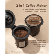 SIFENE KC211-RED 2-in-1 Single Serve Coffee Maker, Compatible with K Cup Capsules & Grounds, Red