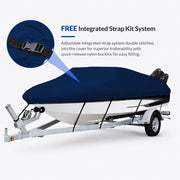 Seamander 600D Waterproof Polyester Boat Cover, Heavy Duty Marine-Grade Material, Fits 20-22 ft L x 100 in W V-Hull Fishing Ski Boats, Navy Blue, PC0005NB
