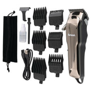 Barbasol Rechargeable Cordless Hair Clippers with Ceramic Blades, 6 Guard Combs, Adjustable Taper Lever, LCD Display, Black, CBH1-4007-SIG