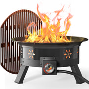 Philergo 19 inch Portable Fire Pits with Grill for Outside