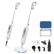 YOMA Steam Mop 6-in-1 Multi-Surface Cleaner with Adjustable Brush Head, 12 fl oz Water Tank, Dual Steam Modes, White, F2