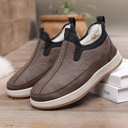 ScarletteEmmy Mens Waterproof Insulated Snow Boots, Fur Lined Slip-On Winter Shoes, Anti-Slip PVC Sole, Grey Ankle Boots