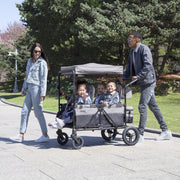 Delta Children Jeep Wrangler Deluxe 4 Seater Wagon Stroller, Convertible Seats, Removable Canopy, Adjustable Handles, Puncture-Proof Tires, Fold-Flat Design, Gray, 60008-2363
