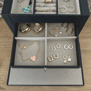 Hives & Honey Adult Black Demi Locking Jewelry Case, 3-Drawer Organizer with Mirror - Versatile Compartments