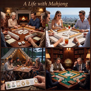 Hangyong 160 Pieces American Mahjong Tile Set, 1.2 in Large 4-Layer Acrylic Tiles with Marbleized Jade Green Back