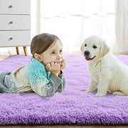 Softlife Light Purple Area Rug, Fluffy Shag Plush Non-Slip Carpet for Bedroom, Living Room, Kids, Dorm, 4x5.3 Feet