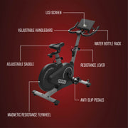 FitRx Hyper Upright Exercise Bike, Adjustable Magnetic Resistance, LCD Monitor, Black, 30667