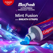 Colgate Max Fresh Knockout Mint Toothpaste, Enamel-Safe with Mini Breath Strips, Fluoride Cavity Protection, Whitening, 3 Pack 6.3 oz