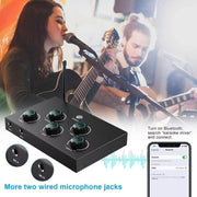 Rybozen Portable Karaoke Microphone Mixer System w/Dual UHF Wireless Microphones, Black